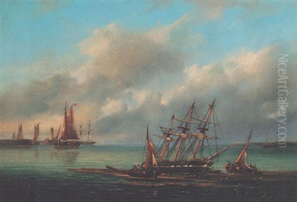 Shipping Becalmed On The Coast Before The Onset Of A Storm by Govert Van Emmerik