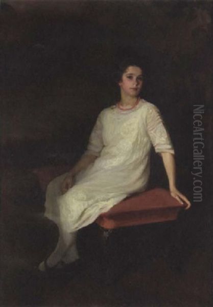 A Portrait Of Katherine Mackay At Age 12 by Lydia Field Emmet