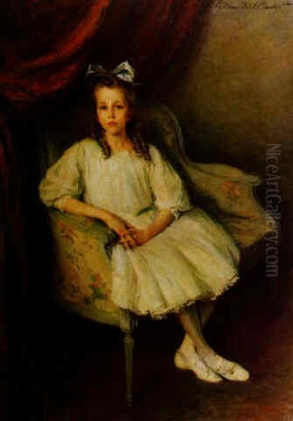 Portrait Of A Young Girl Seated Oil Painting by Lydia Field Emmet