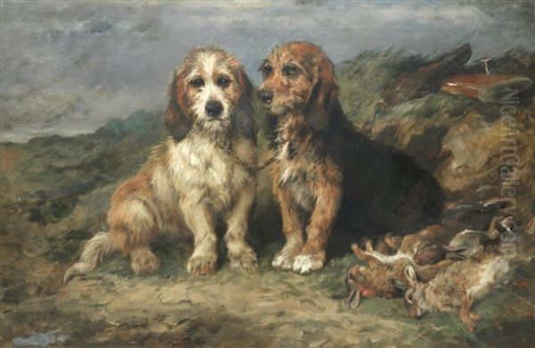 Two Petit Basset Griffon Vendeens Oil Painting by John Emms