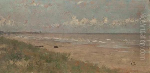 Dutch Coastal Scene Oil Painting by David Adolf Constant Artz