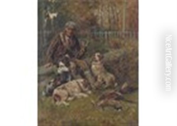 The Gamekeeper And Spaniels Oil Painting by John Emms