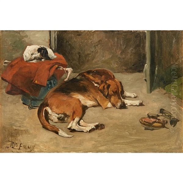 Sleeping Dogs Oil Painting by John Emms