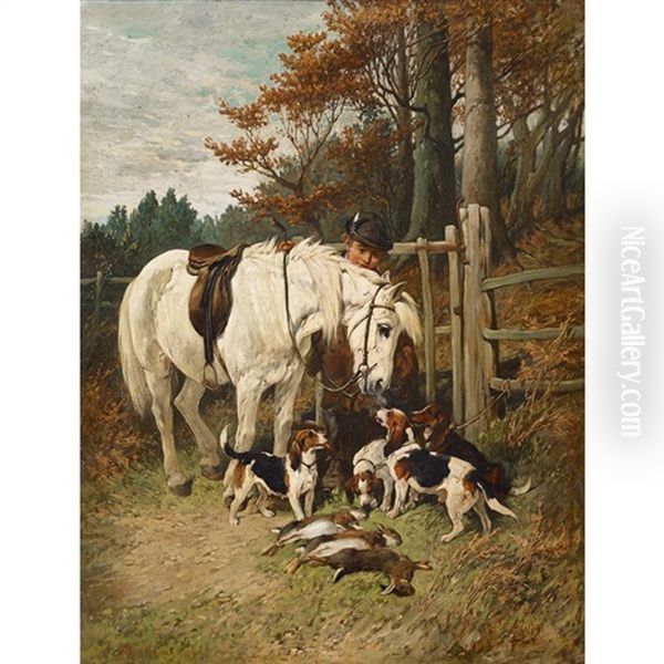 A Boy's Companions Oil Painting by John Emms