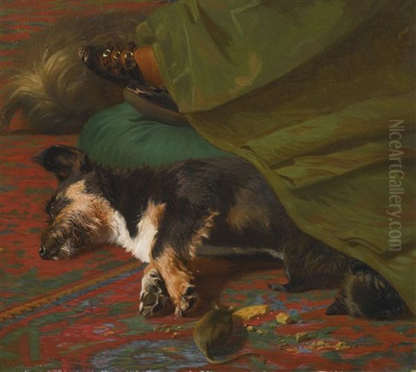 While Sleeping Dogs Lie Oil Painting by John Emms