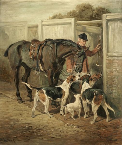 After The Hunt Oil Painting by John Emms