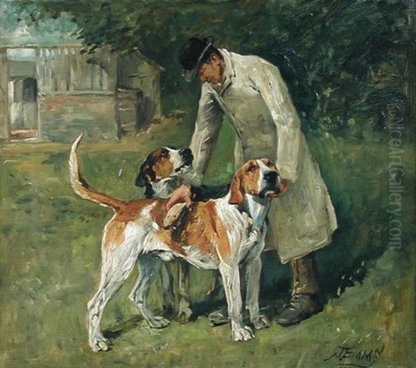 Preparing For The Hound Show Oil Painting by John Emms