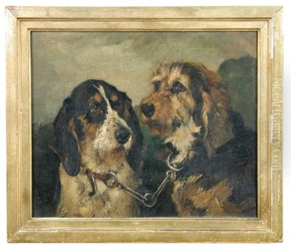 Study Of Two Hounds Oil Painting by John Emms