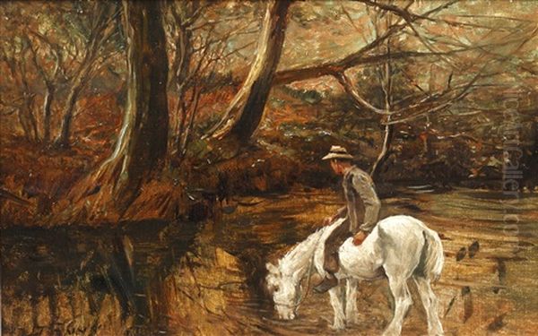 A Ride By The Stream Oil Painting by John Emms