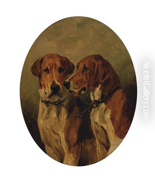 Two Hounds Oil Painting by John Emms