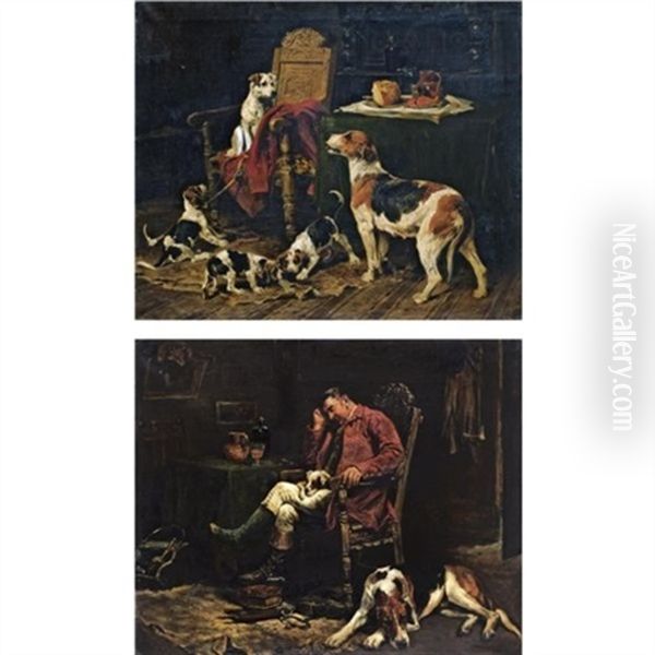 Before The Hunt (+ After The Hunt; Pair) Oil Painting by John Emms