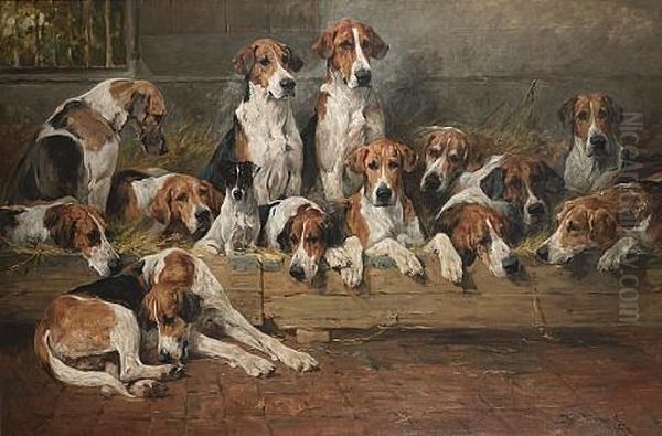 New Forest Foxhounds Oil Painting by John Emms