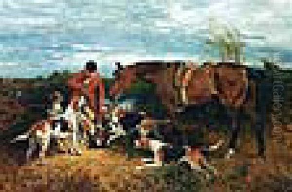 Hunting Scene Oil Painting by John Emms