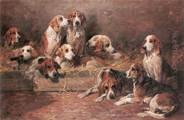 Buck Hounds Oil Painting by John Emms