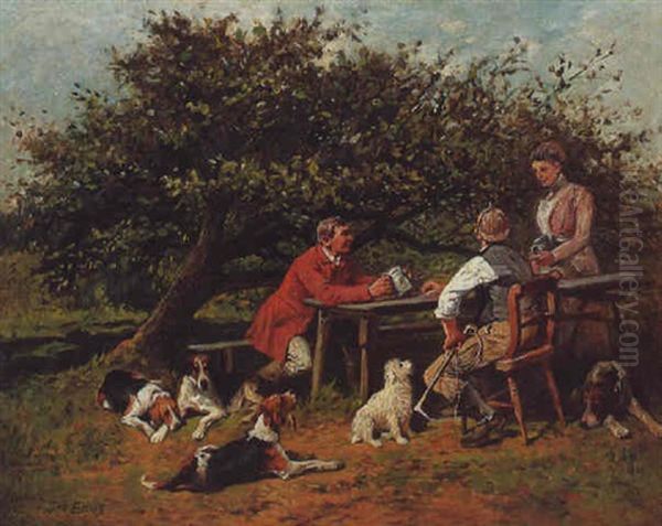 The Huntsman's Repast Oil Painting by John Emms