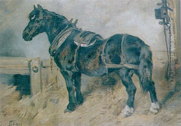 A Pony In Harness Oil Painting by John Emms