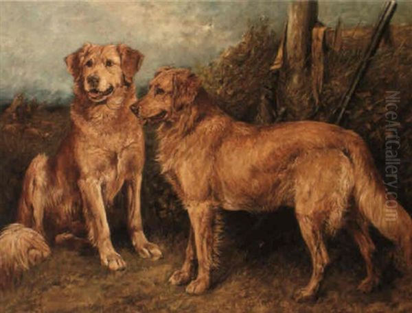 Two Gun Dogs Oil Painting by John Emms