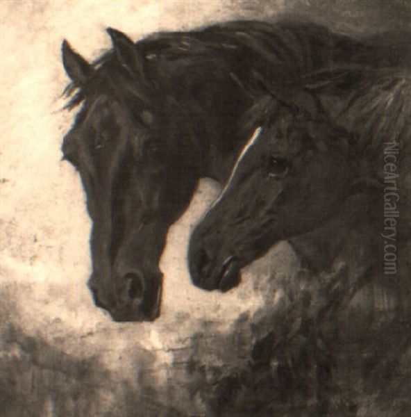 Mare And Foal Oil Painting by John Emms