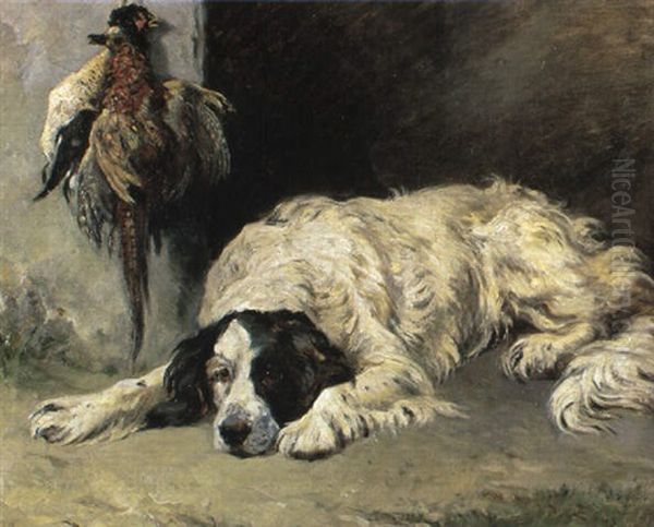 English Setter At The End Of The Day Oil Painting by John Emms