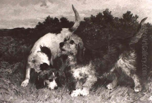 Study Of A Beagle And A Dandy Dinmot Oil Painting by John Emms