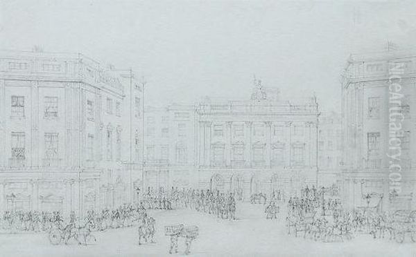 Piccadilly Circus Pencil 13 X 20cm Provenance: Themanning Galleries Oil Painting by Francis Vyvyan Jago Arundale