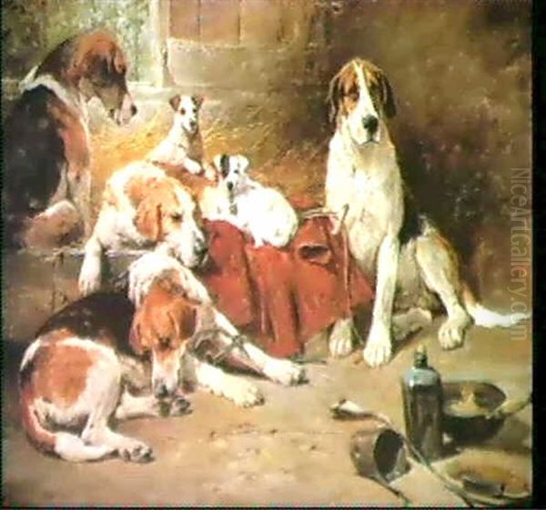 Resting Hounds Oil Painting by John Emms