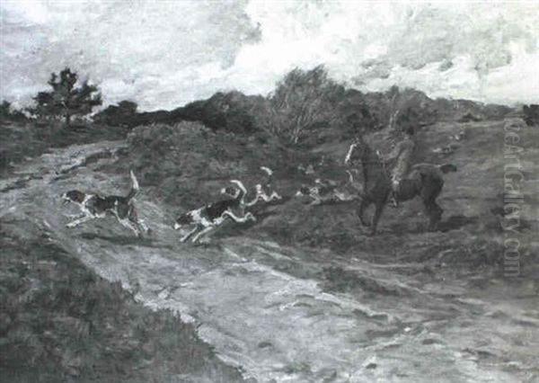 Hunting On The Heath Oil Painting by John Emms