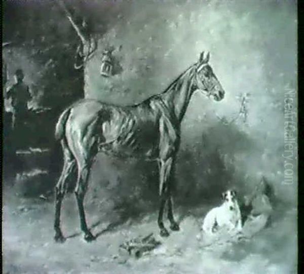 At The Blacksmith's Oil Painting by John Emms