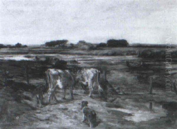 Driving The Cattle Home Oil Painting by John Emms