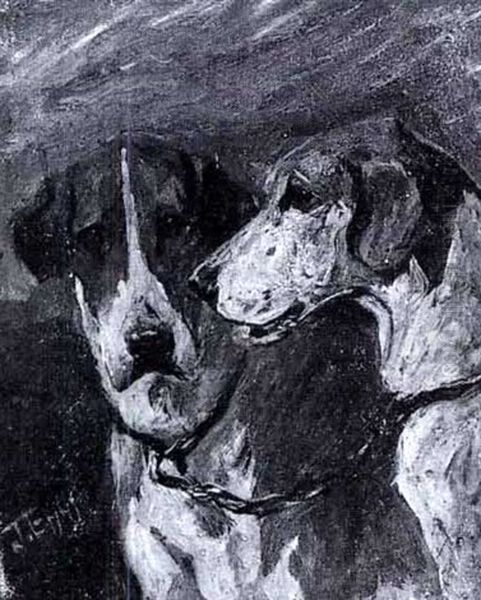 Pair Of Hounds Oil Painting by John Emms