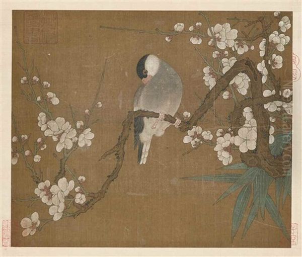 Bird On Flowering Branch Oil Painting by  Emperor Huizong