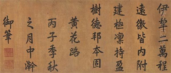 Poem In Kaishu Oil Painting by  Emperor Jiaqing