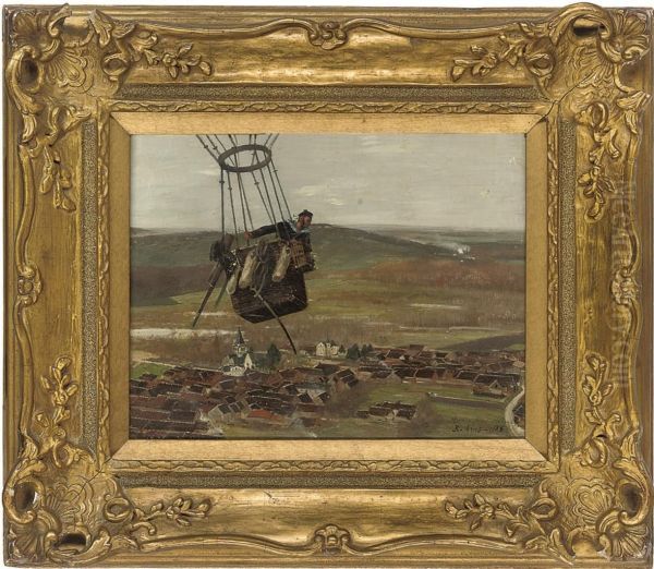 A French Sailor In A Captive Balloon Oil Painting by Raoul Arus