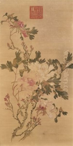 Peony Oil Painting by  Empress Dowager Cixi