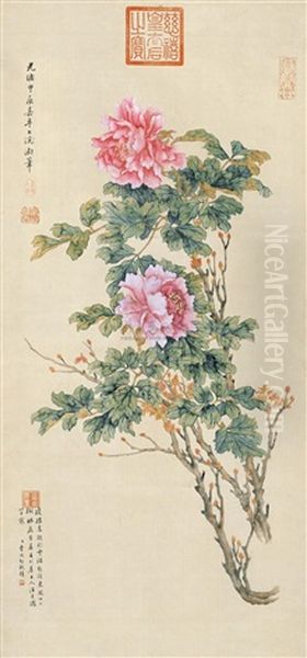 Peony Oil Painting by  Empress Dowager Cixi