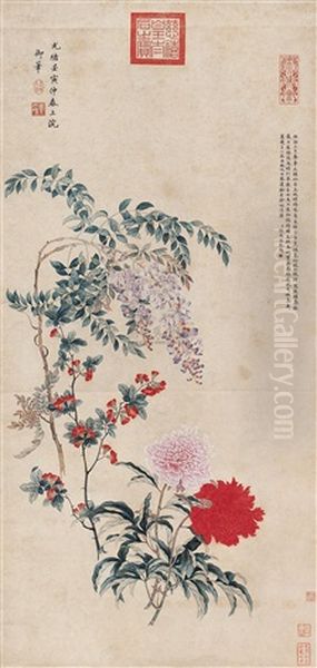 Flowers Oil Painting by  Empress Dowager Cixi