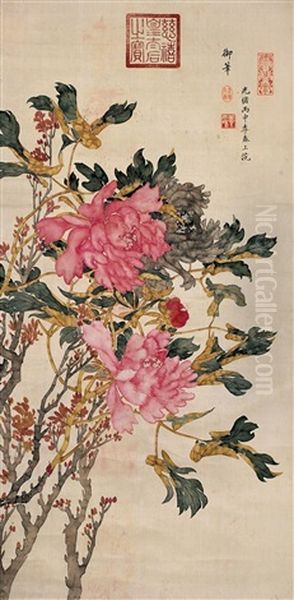 Flowers Oil Painting by  Empress Dowager Cixi