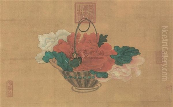 Flowers Oil Painting by  Empress Dowager Cixi