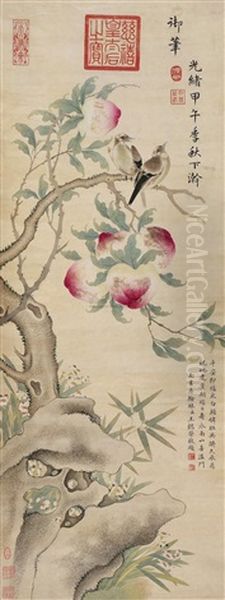 Peach Oil Painting by  Empress Dowager Cixi