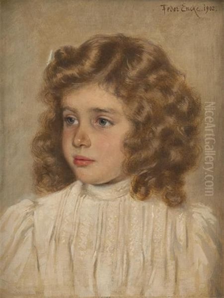 Jeune Fille A La Robe Blanche Oil Painting by Feodor Encke