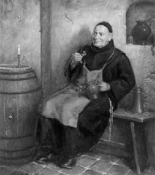 Bruder Kellermeister Bei Der Weinprobe Oil Painting by Feodor Encke