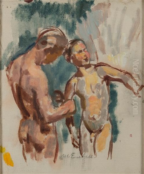 Two Boys Oil Painting by Magnus Enckell