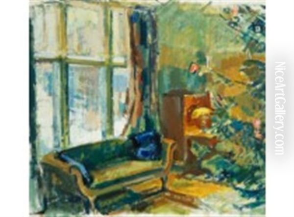 Home In Kilo At Christmas 1921 Oil Painting by Magnus Enckell