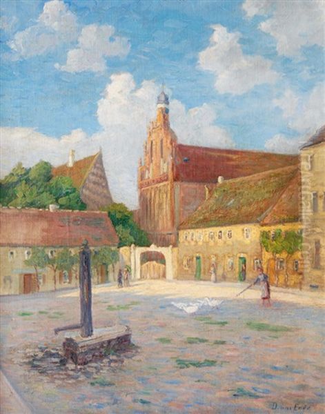 Market Place Of A Small Town Oil Painting by Doris am Ende