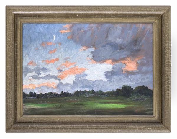 Abendliche Landschaft Mit Mondsichel Oil Painting by Hans am Ende