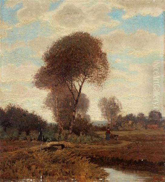 Landscape With Peasant Girls Oil Painting by Hans am Ende