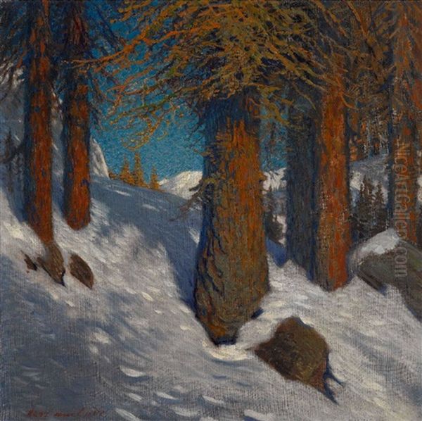 Winterwald Oil Painting by Hans am Ende