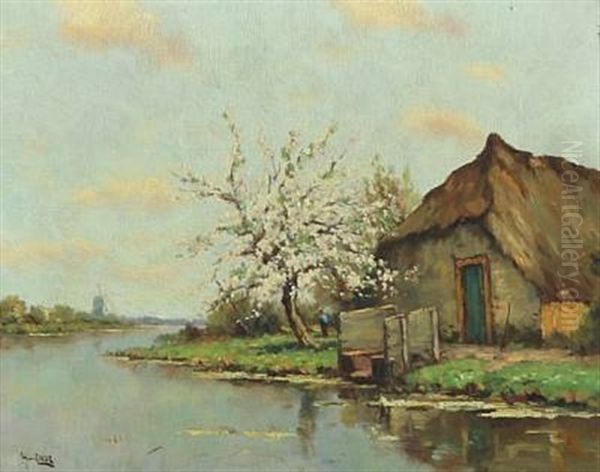 Landscape With A Farm By A River Oil Painting by Hans am Ende