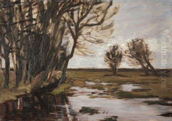 Uberschwemmte Hammewiesen (uberschwemmung) Oil Painting by Hans am Ende