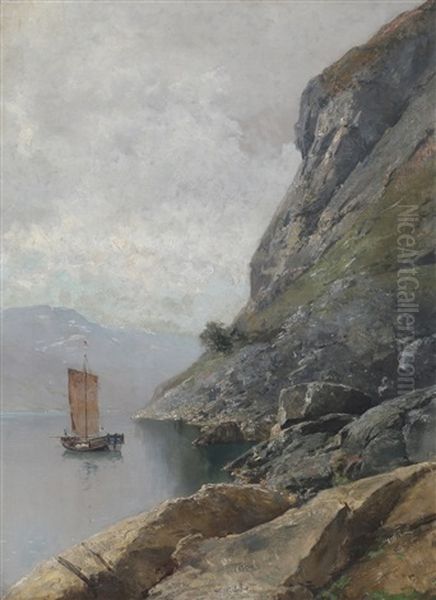 Fjordparti Oil Painting by Axel Ender